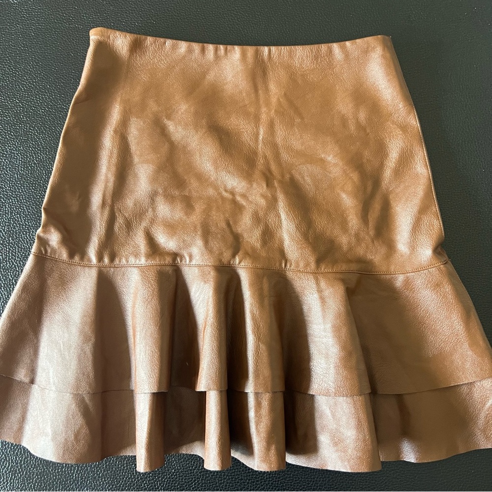 Soprano Brown Ruffled High-Low Mini Skirt - Picture 6 of 7